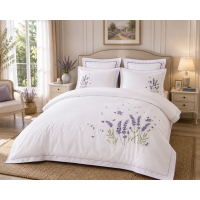 Lenjerie pat extra bumbac satinat cu broderie LAVANDA MM05 Lenjerie pat extra bumbac satinat cu broderie LAVANDA MM05