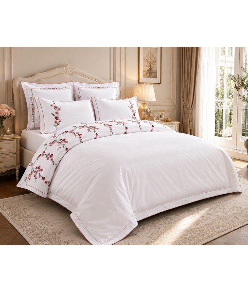Lenjerie pat extra bumbac satinat cu broderie dry roses MM53 Lenjerie pat extra bumbac satinat cu broderie dry roses MM53