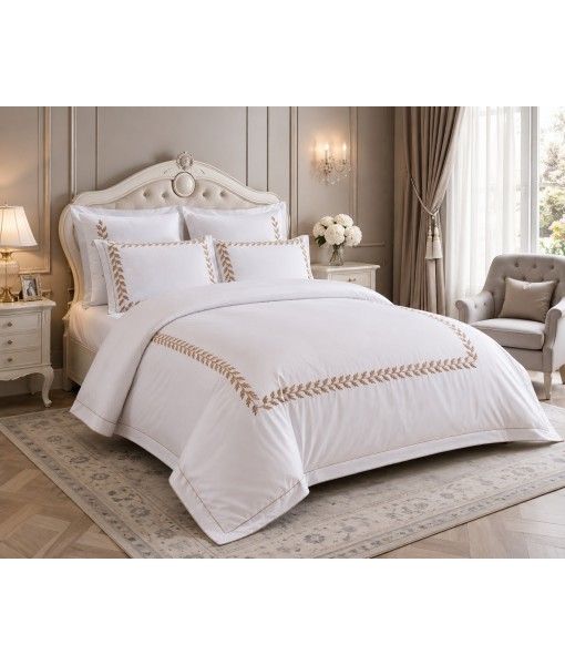 Lenjerie pat extra bumbac satinat cu broderie dry roses MM52 Lenjerie pat extra bumbac satinat cu broderie dry roses MM52