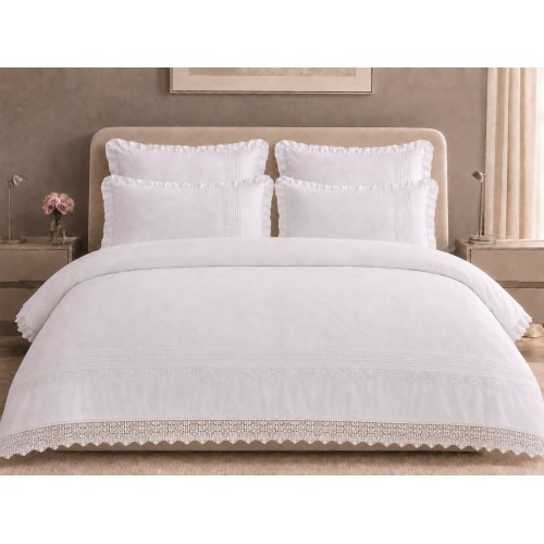 Lenjerie pat Lux cu dantelă Bumbac Egiptean MM04 Lenjerie pat Lux cu dantelă Bumbac Egiptean MM04